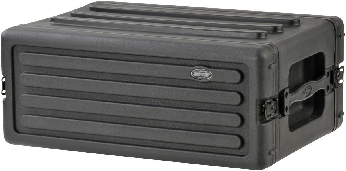 SKB 4U Shallow Roto Rack Case - Durable Polyethylene Gear Protector, Stackable, Waterproof with Twist Latches & Rubber Feet for Musicians, DJs, and A/V Equipment - Secure Transport & Storage Solution