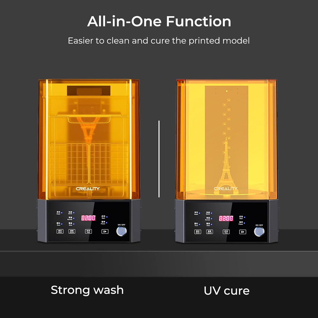 Creality Wash and Cure Station UW-01 2 in 1 Machine Resin 3D Printer UV Curing Rotary Box Bucket for LCD/DLP/SLA Washing Size 7.48x6.06x7.87 inches