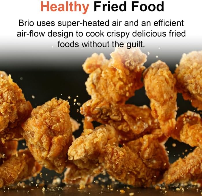 Nuwave 8QT Brio Air Fryer Plus Deep Blue, Digital LED Touch Screen with Cool White Display, 50°F~400°F in Precise 5°, 3 Wattage Alternatives, 5 Cook Functions, 50 Memory, PFAS Free, New & Improved