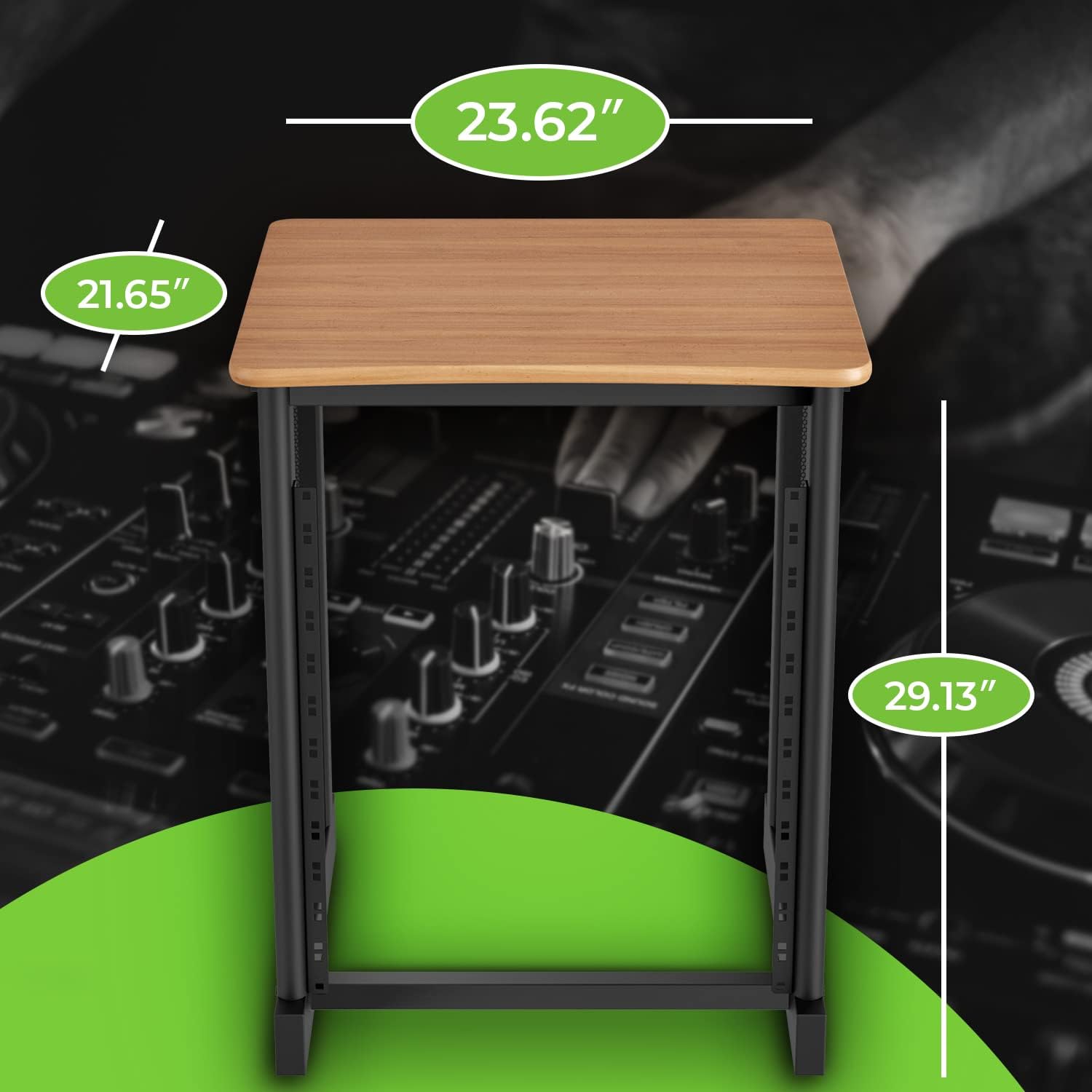 GEARit 12U Audio Rack With Flat Top for 19' Studio Gear, AV Equipment, Server Racks and More - Metal Construction, Oak Desktop Finish