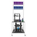 3D Printer Stand with Double Layer,2 Tiers 3D Printer Filament Storage Rack, Heavy Duty Mobile Printer Table with Wheels for Studios,Offices,Living Rooms,Garages(White)