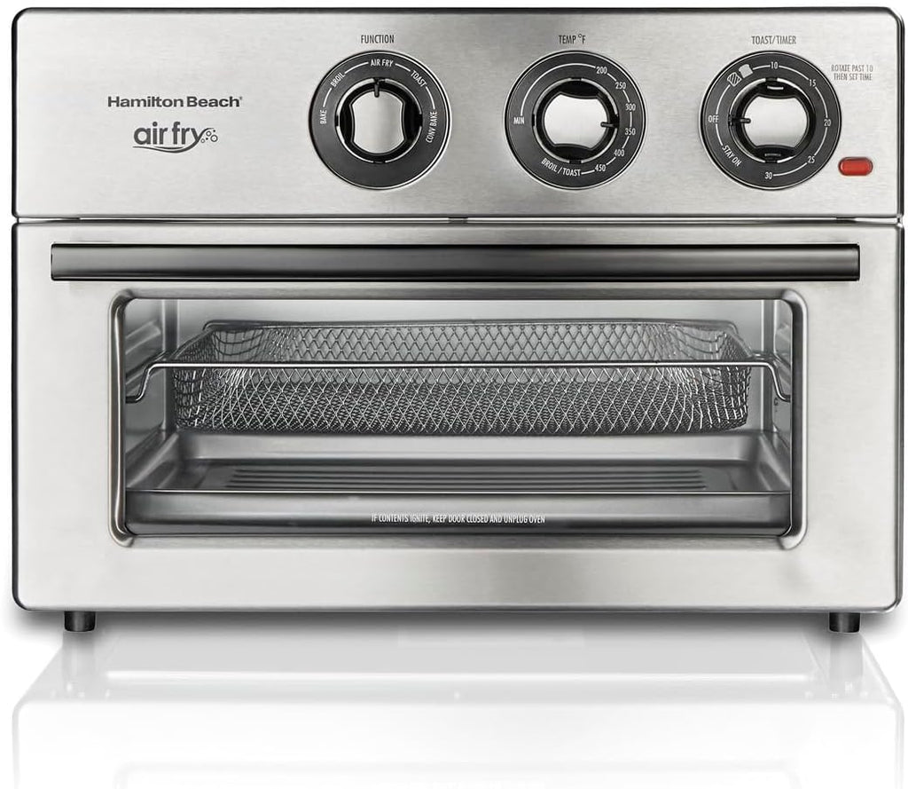 Hamilton Beach Toaster Oven Air Fryer Combo, Includes Bake, Broil, and Toast, Fits 12' Pizza, 1800 Watts, 6 Cooking Modes, Stainless Steel