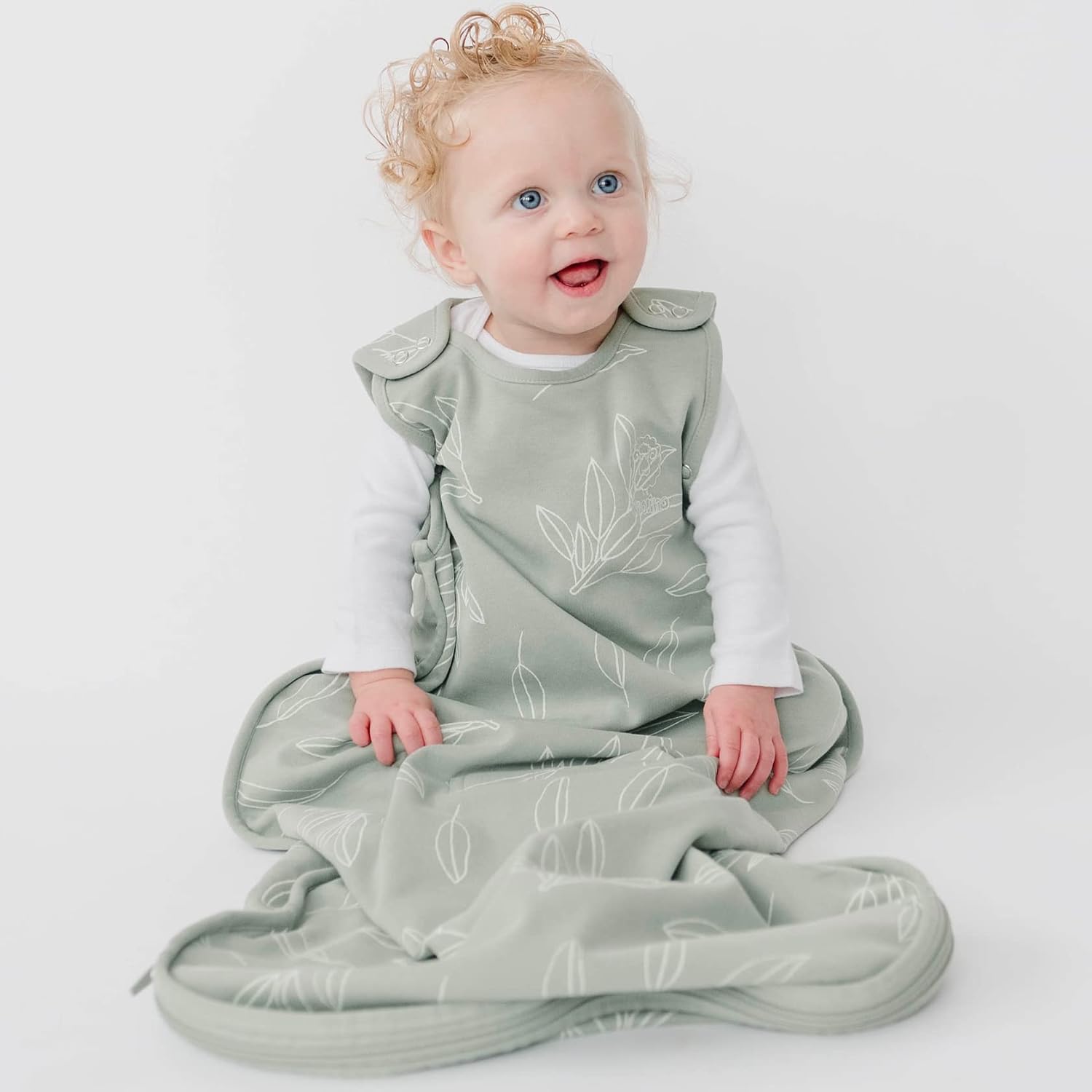 Woolino 4 Season Ultimate Baby Sleep Sack – Merino Wool Baby Sleeping Bag, Organic Cotton Outer, Temperature Regulating Wearable Blanket, All Season, 2 Months–2 Years - Sage