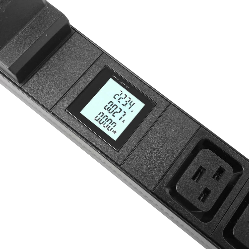 Surge Protection, Metered, Rack Mount PDU, Basic 220v/50a, L6-50P Input, (4-C13 & 4C19) Outlets, 1U Vertical Rackmount (C13) 3 Year Warranty 12,000 Watts Crypto Mining