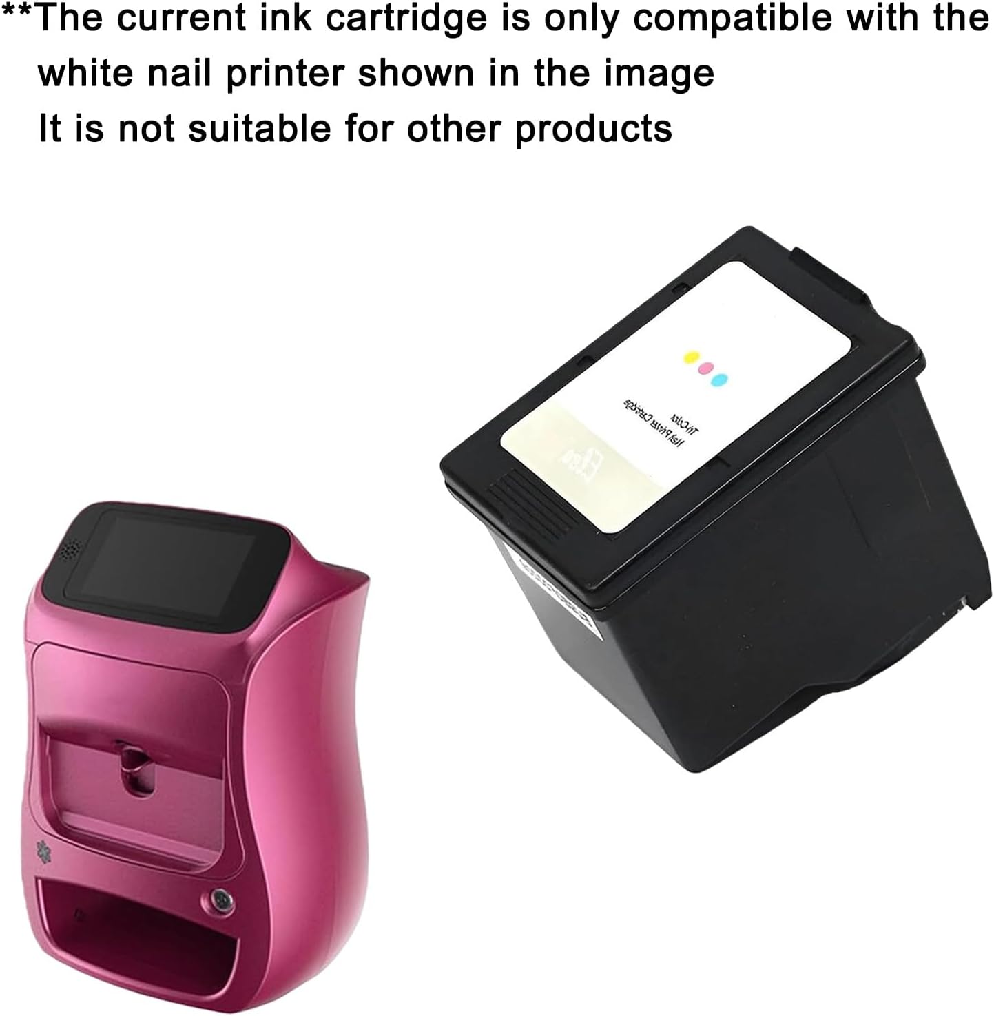 Special Inkjet Ink Cartridge for Nail Printer, 3D Color Ink Cartridge with HD Painting for 800 Nails, for Girls' Home Nails Care and Nail Art Equipment Printing Machine Pinkinkcartridge