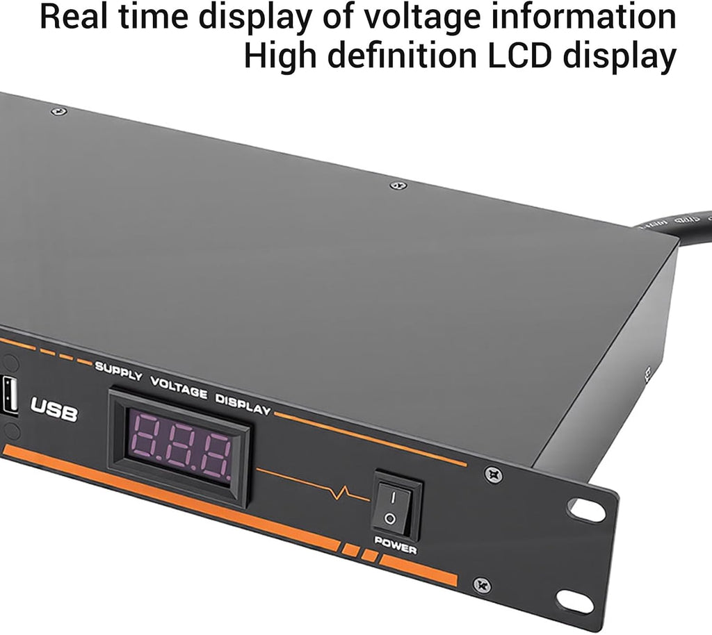 10 Outlet Power Sequencer Conditioner with Digital Screen Safety Features Independent Power Switch USB Port for Audio Equipment