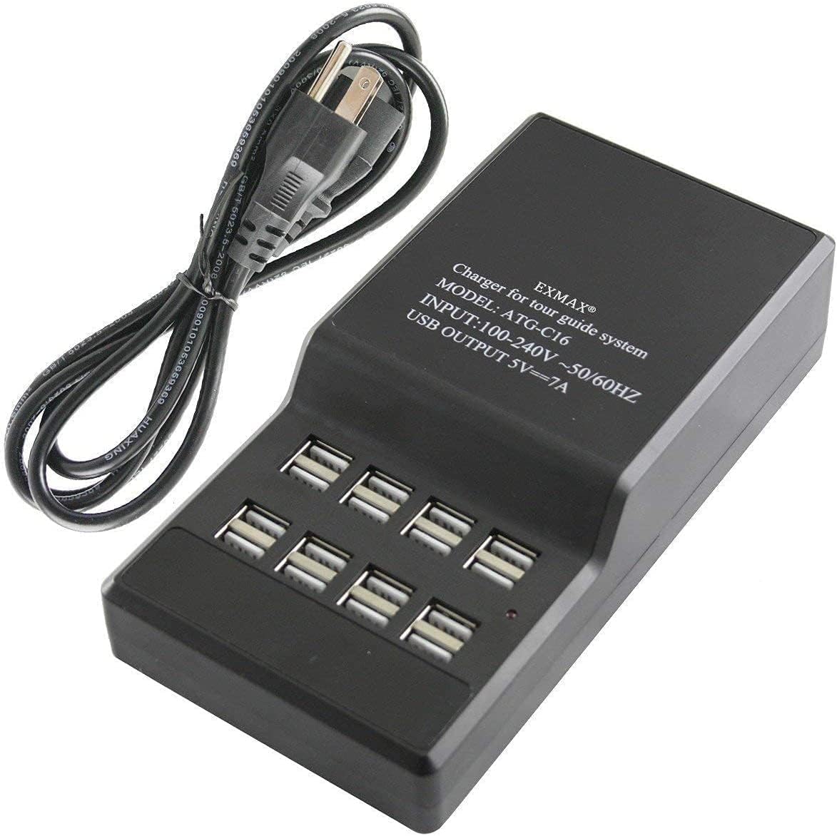 EXMAX® ATG-100T 195MHz Wireless Tour Guide System Simultaneous Translation Interpreting Equipment for Church Translator in Your Ear Translation Devices 1 Transmitter 15 Receivers Charge Station