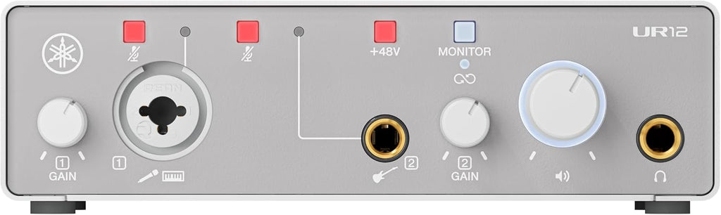 Yamaha 2-in/2-out USB-C Audio Interface with 24-bit/192kHz Support, 1 Combo/1 TRS inputs, Direct Monitoring, Loopback, and Steinberg Software Suite, White UR12MK3 W