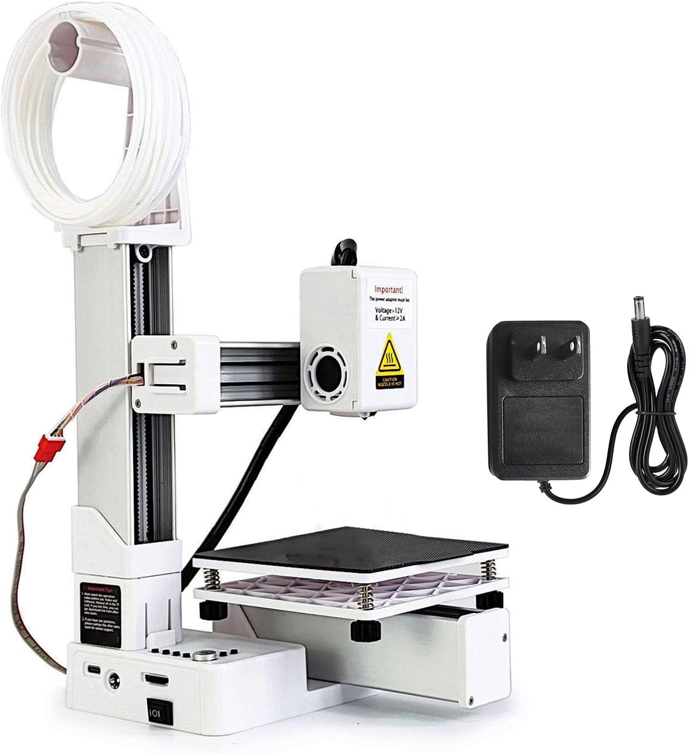 Pomya Mini 3D Printer, Portable Small FDM3D Printer for Kids and Beginners, 100 x 100 x 100mm Printing Size, 10-40mm / s Printing Speed, Supported 1.75mm TPU PLA (White)