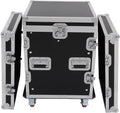 14U PA DJ Pro Audio Rack Road Case with 11U Slant Mixer Top and Casters, DJ Mixer Rack, Pro Tour Grade