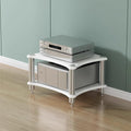Wood Audio Cabinet Rack, Stereo Record Player AV Media Stand Furniture, Home Audio-Video Equipment Storage Shelving, Rounded Corner Design(White - 2 Tier)