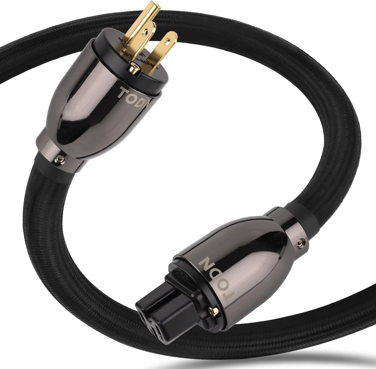 TODN Hi-end Power Cable for Audiophile, HiFi Audio Power Cord with O-C-C Cores, Pure Copper Shell, 24K Gold-Plated US Plug, Φ17.5mm, 10ft/3m