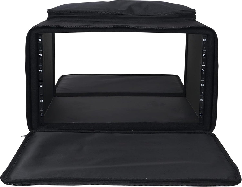 Sound Town Portable 6U Rack Bag, Soft Rack Case with 14' Rackable Depth, Plywood Rack Frame, Shoulder Strap, Accessory Pocket (STRB-616B)
