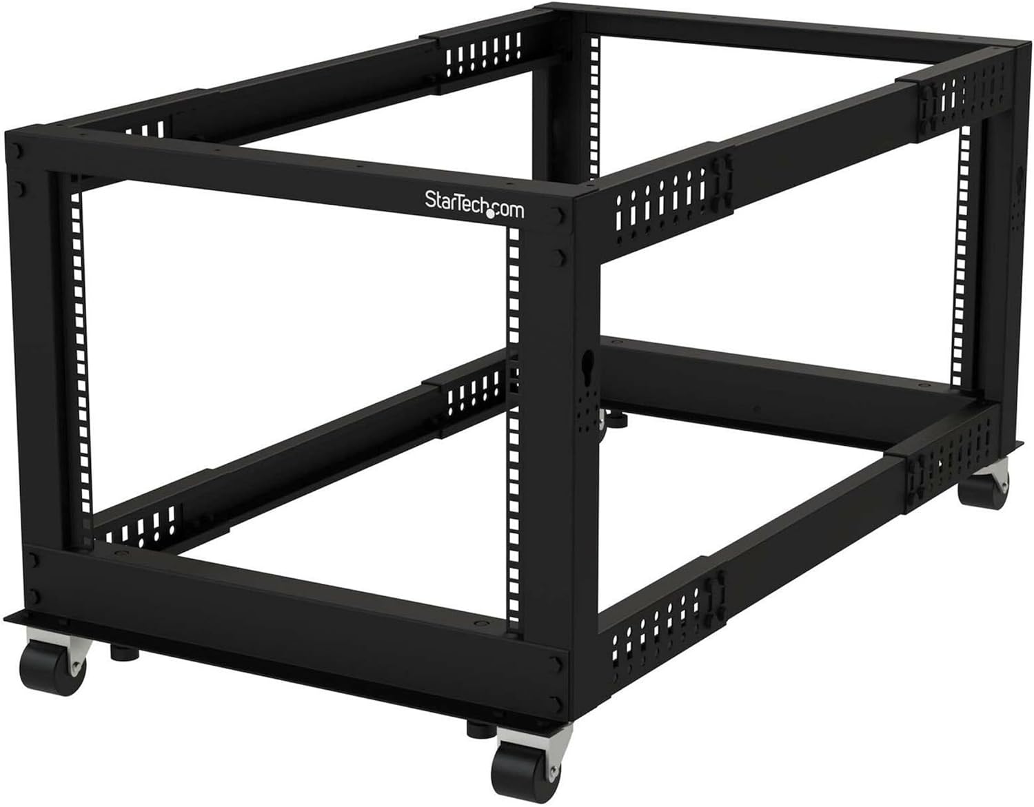 StarTech 8U 4-Post Server Rack, 19in Open Frame Rack with 40in (101cm) Mounting Depth and 1200lb (544kg) Weight Capacity, Mobile or Floor Mount IT Rack