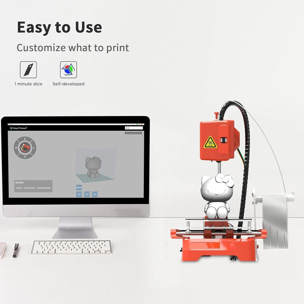 3D Printer,Leveling-Free Printer,K7 Desktop Mini 3D Printer,for Beginners, Kids, Student Education, Gift, 100 * 100 * 100 mm Print Size, One Keys Printing