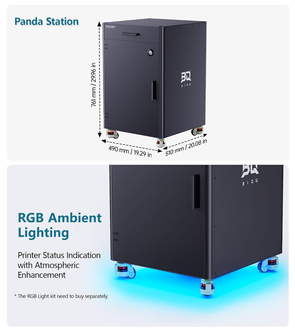 BIQU Panda Station 3D Printer Working Stand Cabinet with Filament/AMS/Tools Storage for Bambu-Lab Printers, Movable and Lockable Workstation for 3D Printing Farms Workshop, Space Saving
