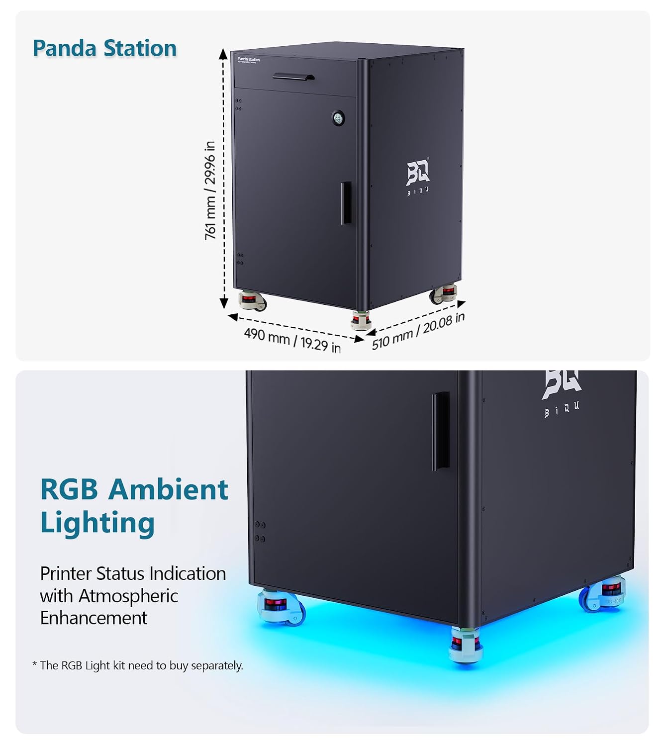 BIQU Panda Station 3D Printer Working Stand Cabinet with Filament/AMS/Tools Storage for Bambu-Lab Printers, Movable and Lockable Workstation for 3D Printing Farms Workshop, Space Saving