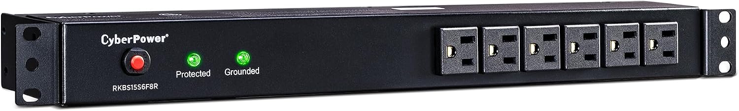 CyberPower RKBS15S6F8R Rackbar Surge Protector, 120V/15A, 14 Outlets, 15 Foot Power Cord, 1U Rackmount, UL Listed