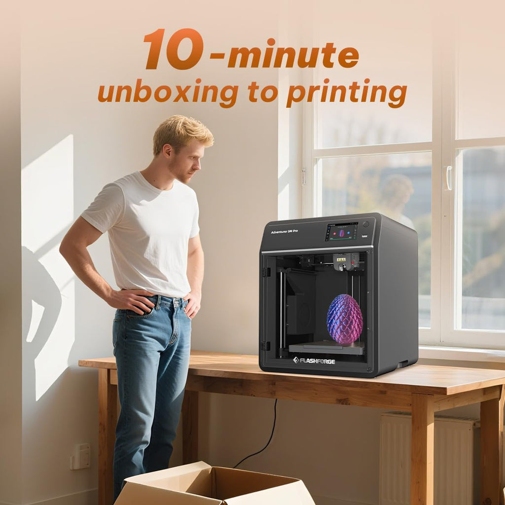 FlashForge Adventurer 5M Pro 3D Printer - 600mm/s Ultra-Fast Printing, Auto Leveling, Dual Filtration, Enclosed & Silent (50dB), 220x220x220mm Build Volume