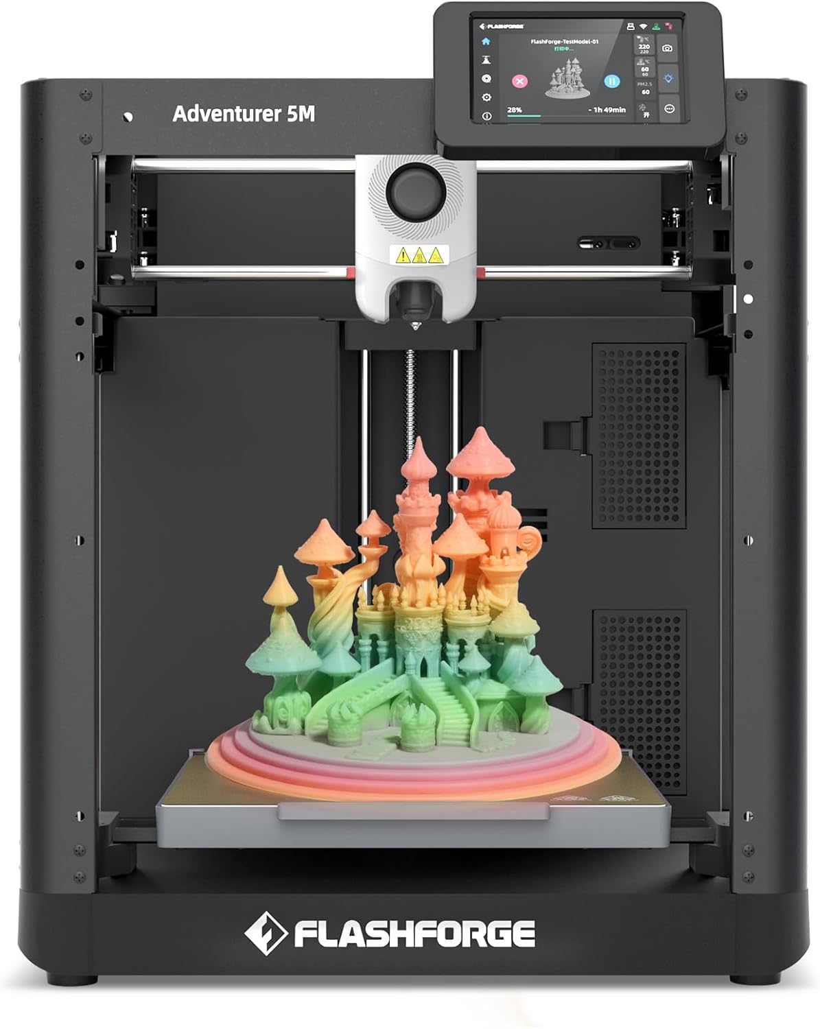 Flashforge Adventurer 5M 3D Printer for Beginners, 600mm/s Fast Printing, Direct Drive (280°C), Auto-Leveling, 8.7'x8.7'x8.7' PEI Build Plate - Ideal for Home, School & Makers