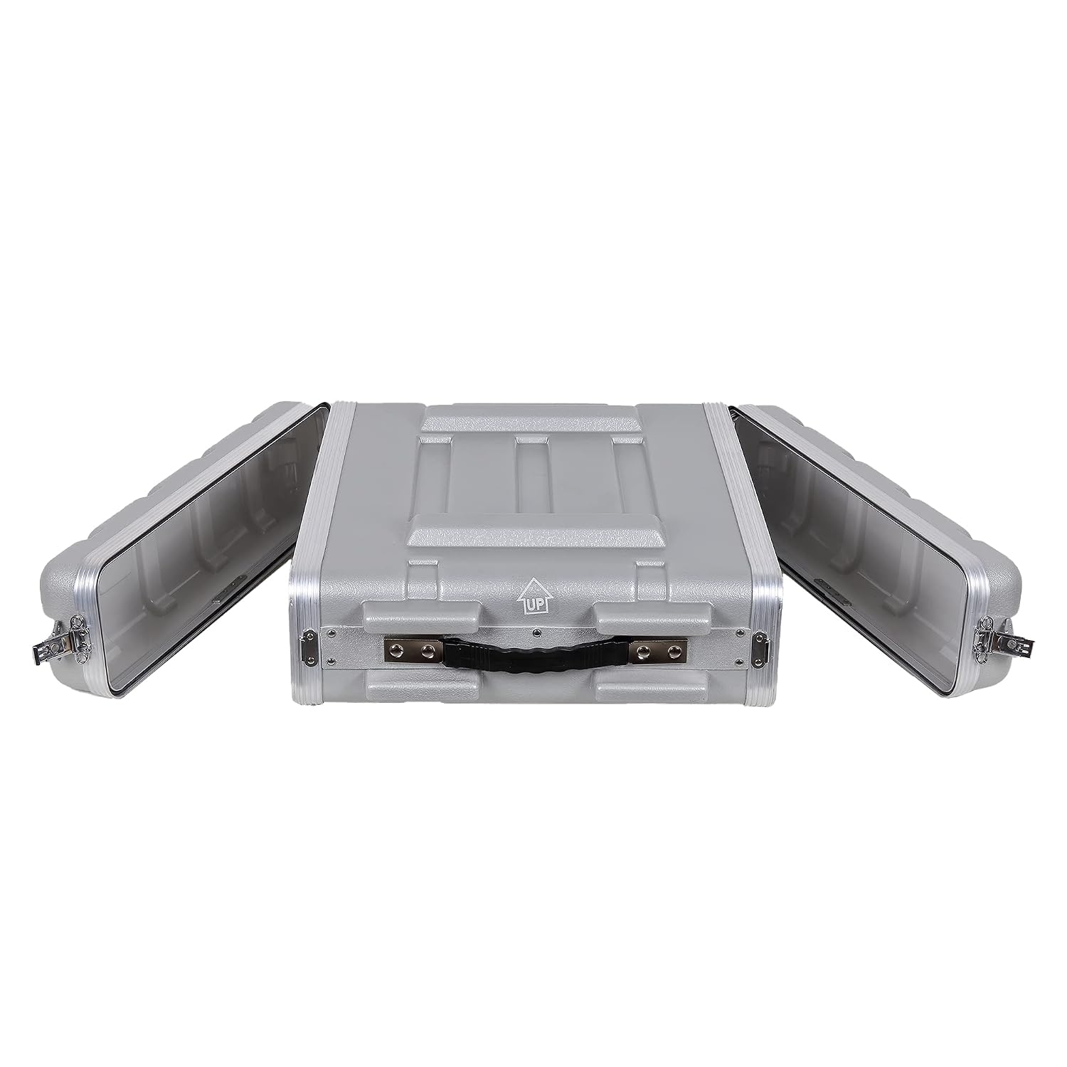 Crossrock Stackable 2U Rack Case, Strong Molded with Heavy Duty Hardware, Standard 19.25' Depth-Silver(CRA8602USL)
