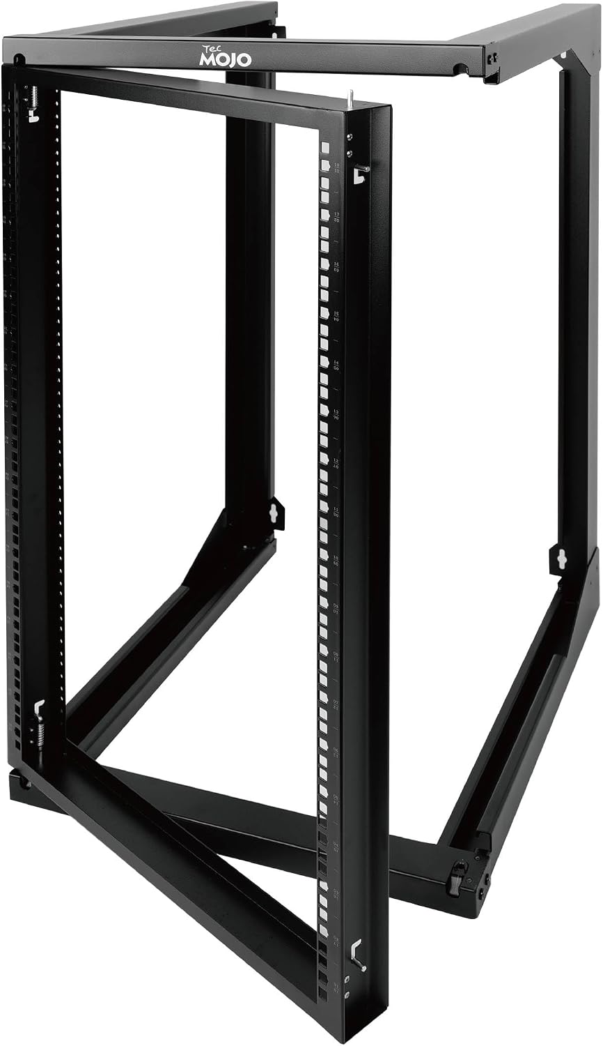 Tecmojo 18U Wall Mount Server Rack, Open Frame Network Rack for 19' Computer/AV/Data/IT/Media Equipment, 24' Depth, 16' Apart Mounting Holes, Swing Gate, Square and Tapped Holes