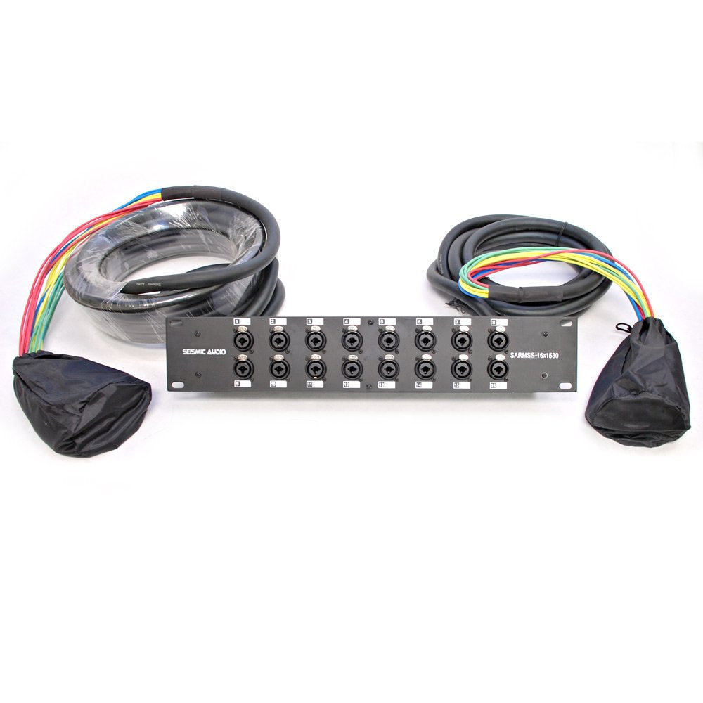 Seismic Audio - SARMSS-16x1530 - 16 Channel XLR TRS Combo Splitter Snake Cable - 15'and 30' XLR trunks