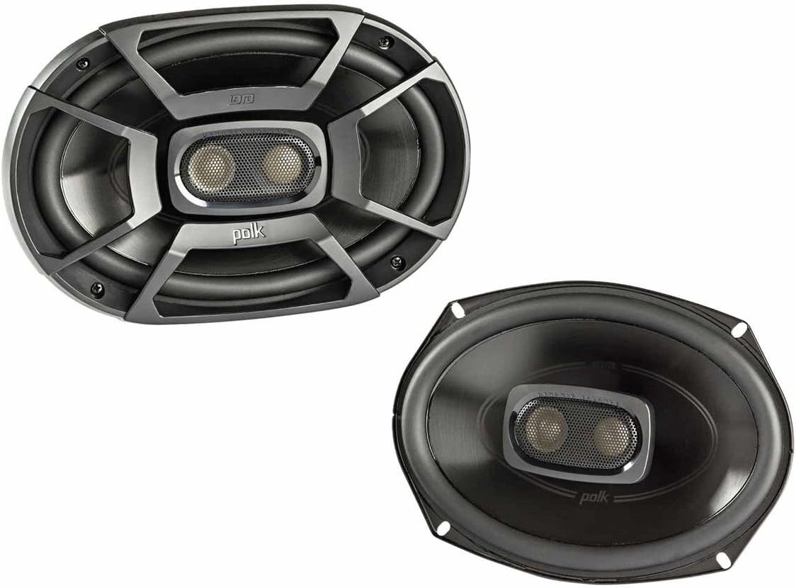 Polk Audio DB692 DB+ Series Coaxial Marine 6x9 Speaker for Car & Boat, 3 Way Car Audio, 30-22kHz Frequency Response, Polypropylene Woofer Cone & 1/2' Silk Dome Tweeter, Easy Installation
