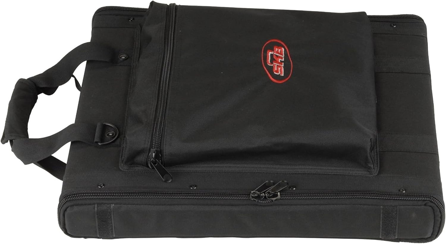 SKB Cases 1U Soft Rack Case for Wireless Microphone Systems with Steel Rails, Heavy Duty Zippers, Outer Pocket and Shoulder Straps, Black