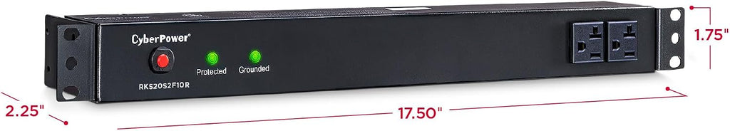CyberPower RKBS20S2F10R Rackbar Surge Protector, 120V/20A, 12 Outlets, 15 Foot Power Cord, 1U Rackmount