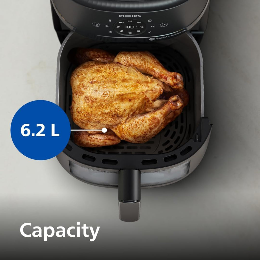 Philips Airfryer 2000 Series – 13 Ways to Cook, 6.2L Capacity, Compact Design with Cooking Window, RapidAir Technology, Fry with up to 90% Less Fat, Easy to Clean (NA230/00)