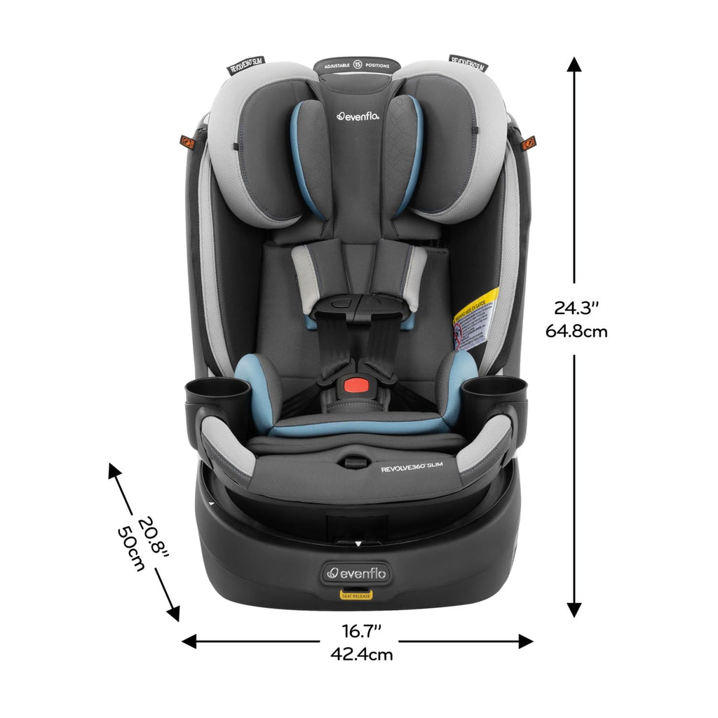 Evenflo Revolve360 Slim 2-in-1 Rotational Car Seat with Quick Clean Cover (Stow Blue)