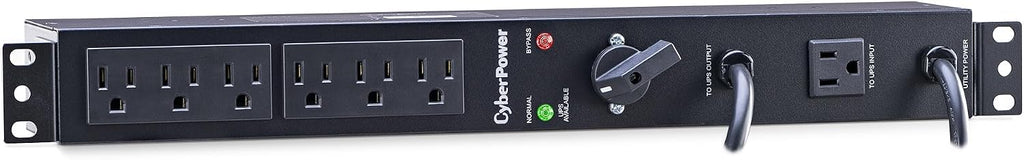 CyberPower MBP15A6 Maintenance Bypass PDU, 120V/15A, 6 Outlets, 1U Rackmount Black