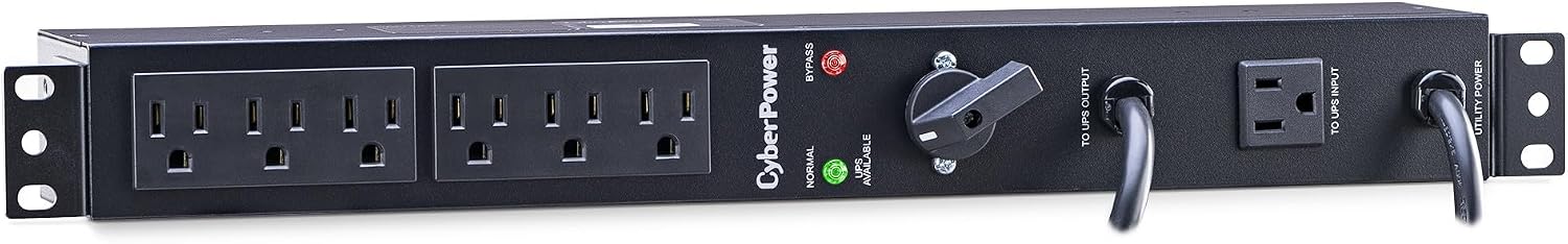 CyberPower MBP15A6 Maintenance Bypass PDU, 120V/15A, 6 Outlets, 1U Rackmount Black