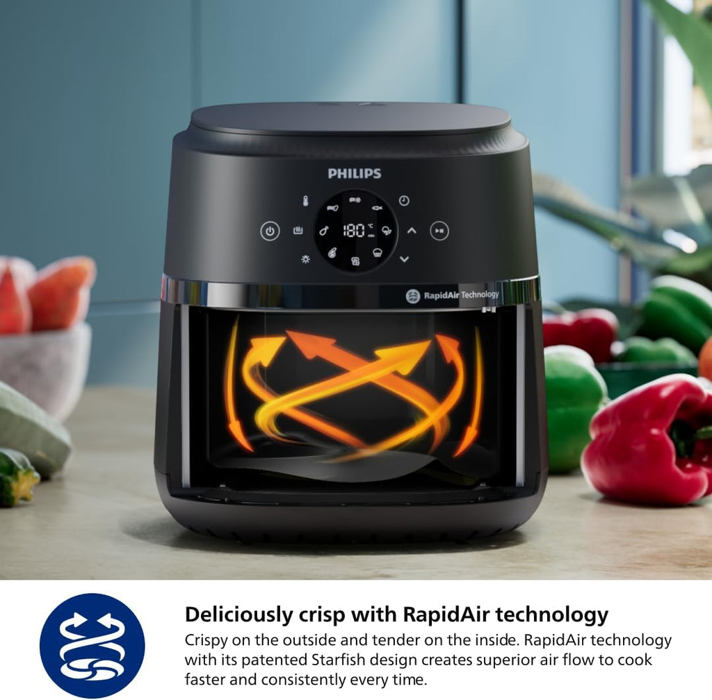 Philips Air Fryer 2000 Series - 13-in-1 functions, 6.6 Quarts, Compact Design with Cooking Window, Black, (NA231/00)