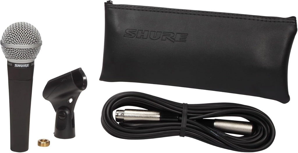 Shure SM58 Professional Dynamic Vocal Microphone with 25-Foot XLR Cable – Cardioid Mic for Live Performance, Studio Recording, Podcasting & Streaming (SM58-CN), Black & Silver