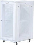 NavePoint 24U Network Cabinet with Perforated Door 24U Wall Mount Server Cabinet White 19' Rack for IT Equipment, AV Devices, Networking Equipment 33' Deep Mid-Depth Server Rack Enclosure