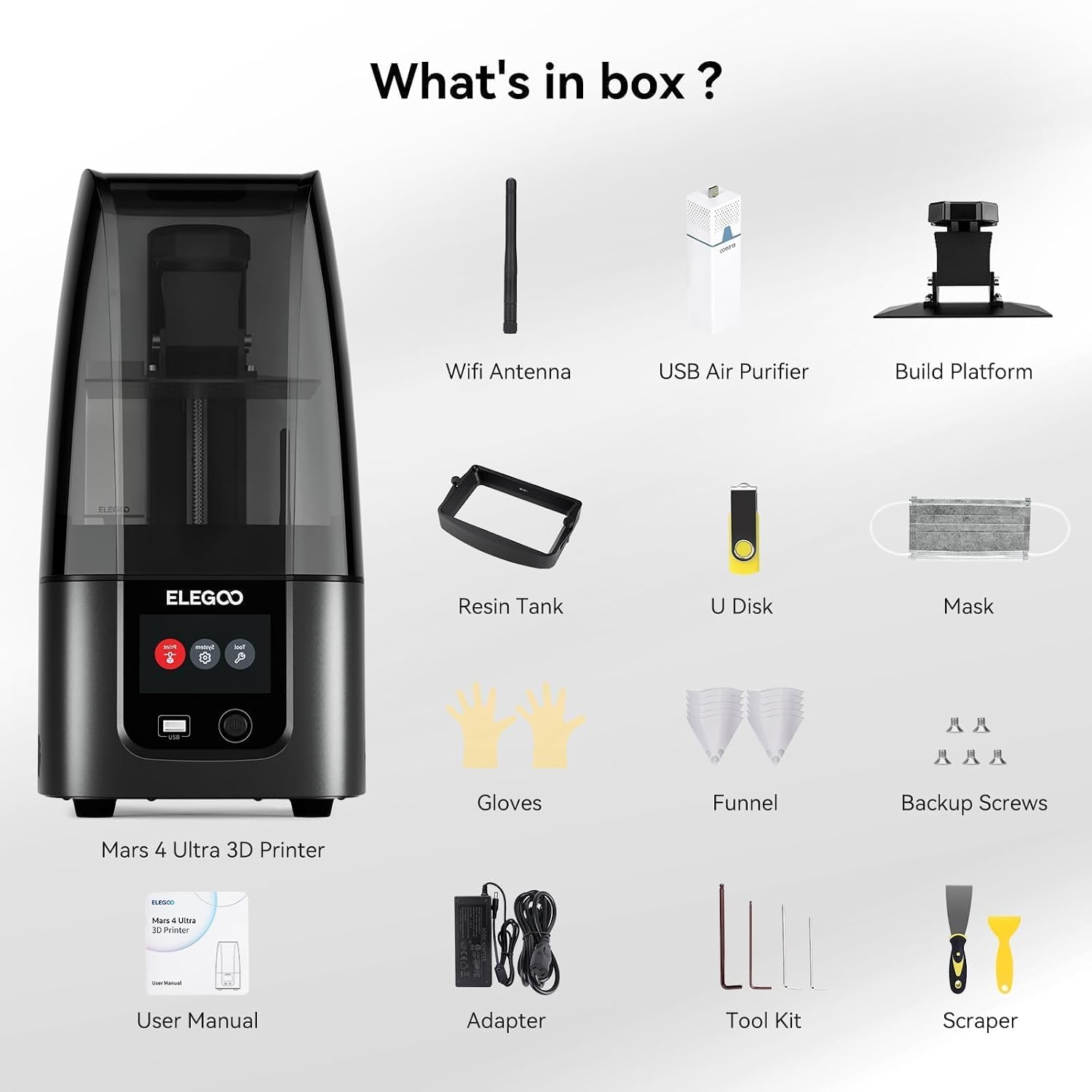ELEGOO Mars 4 Ultra MSLA 3D Printer with 7' 9K LCD, Wi-Fi, ACF Release Liner Film - 6.5 × 6.04 × 3.06 inches Printing Size