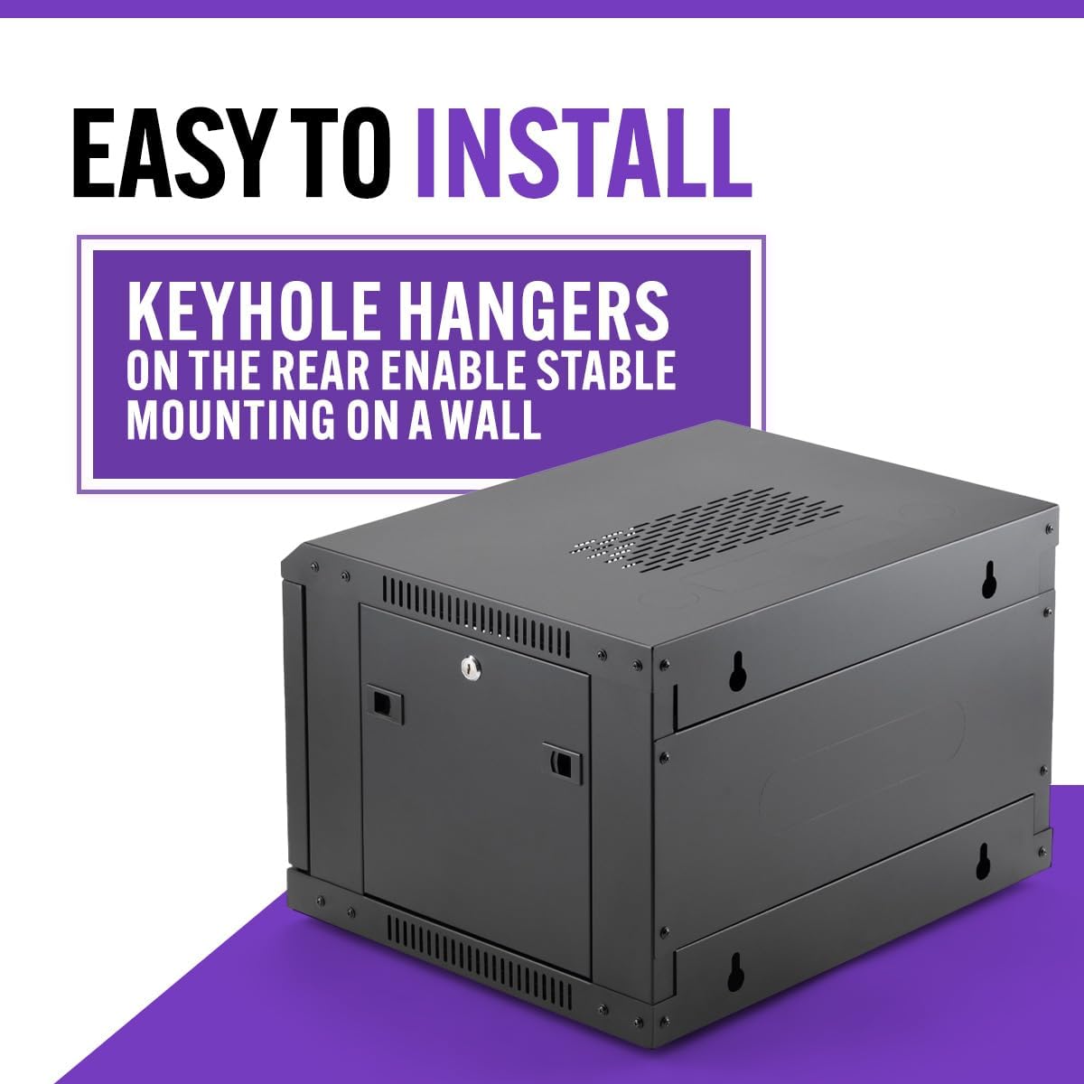 On-Stage RKD6000 6U Wall-Mount Knock-Down Rack (Enclosed Steel Cabinet for Rack-Mount Components, Portable, Mountable, Vented, Lockable Doors, Port Knockouts, Casters, Rubber Feet, Flat Packed, Black)