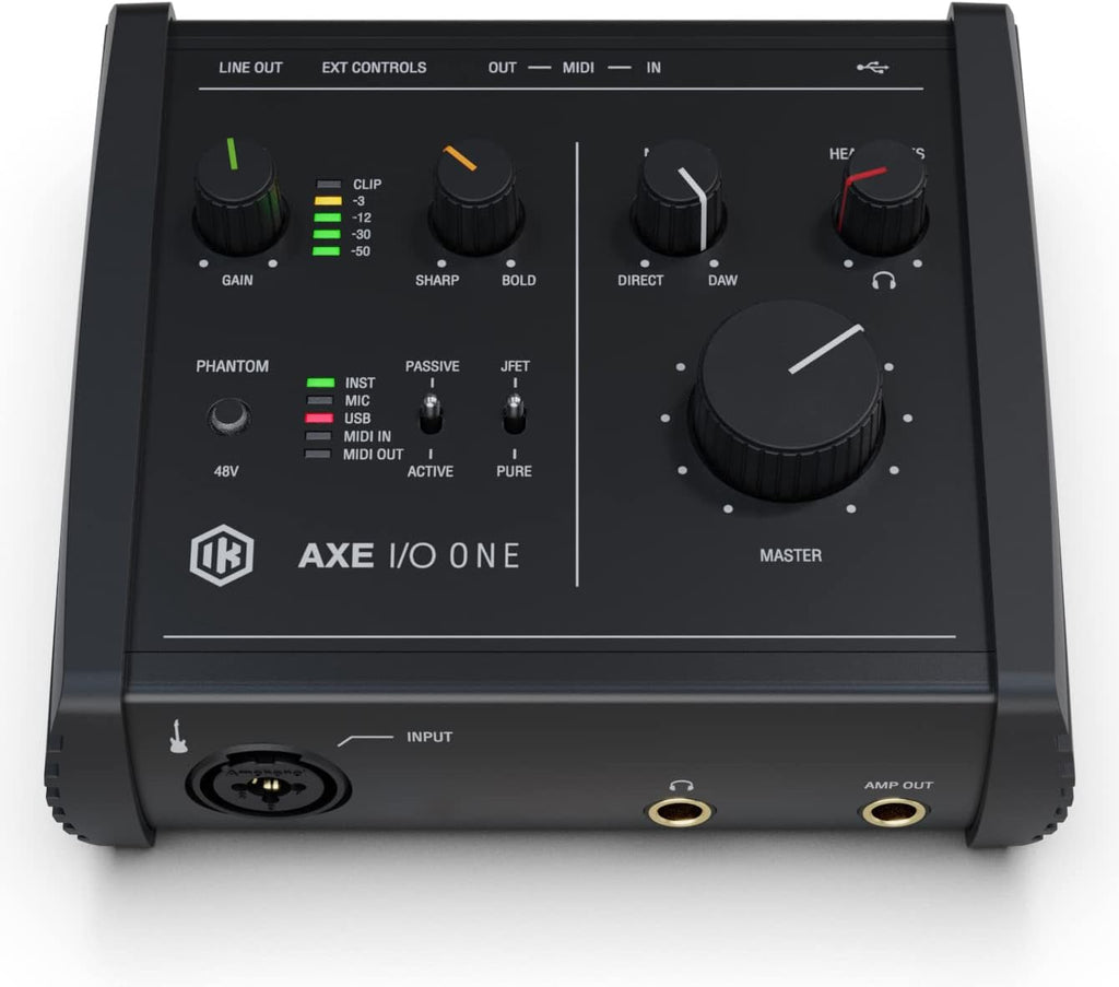 IK Multimedia AXE I/O One - Professional USB Audio Interface with Z-TONE advanced guitar tone shaping, AmpliTube and TONEX software included, high-resolution recording studio equipment