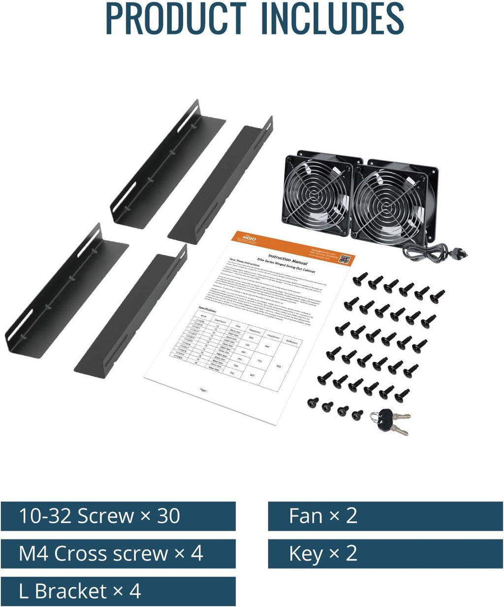 Tecmojo Fully Welded Server Cabinet, 15U Wall Mount Rack, 21.7inch Depth Network Rack, Glass Door, Swing Out, Load Bearing 242lbs (110 kg), Network Cabinet for 19in Computer/AV/Data/IT Equipment