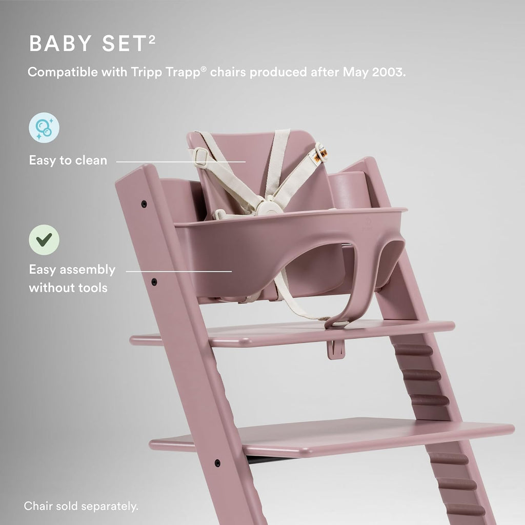 Stokke Tripp Trapp Baby Set 2, Heather Mauve - Ages 6-36 Months - Convert The Tripp Trapp Chair into a Comfortable High Chair - Includes Stokke Harness 2