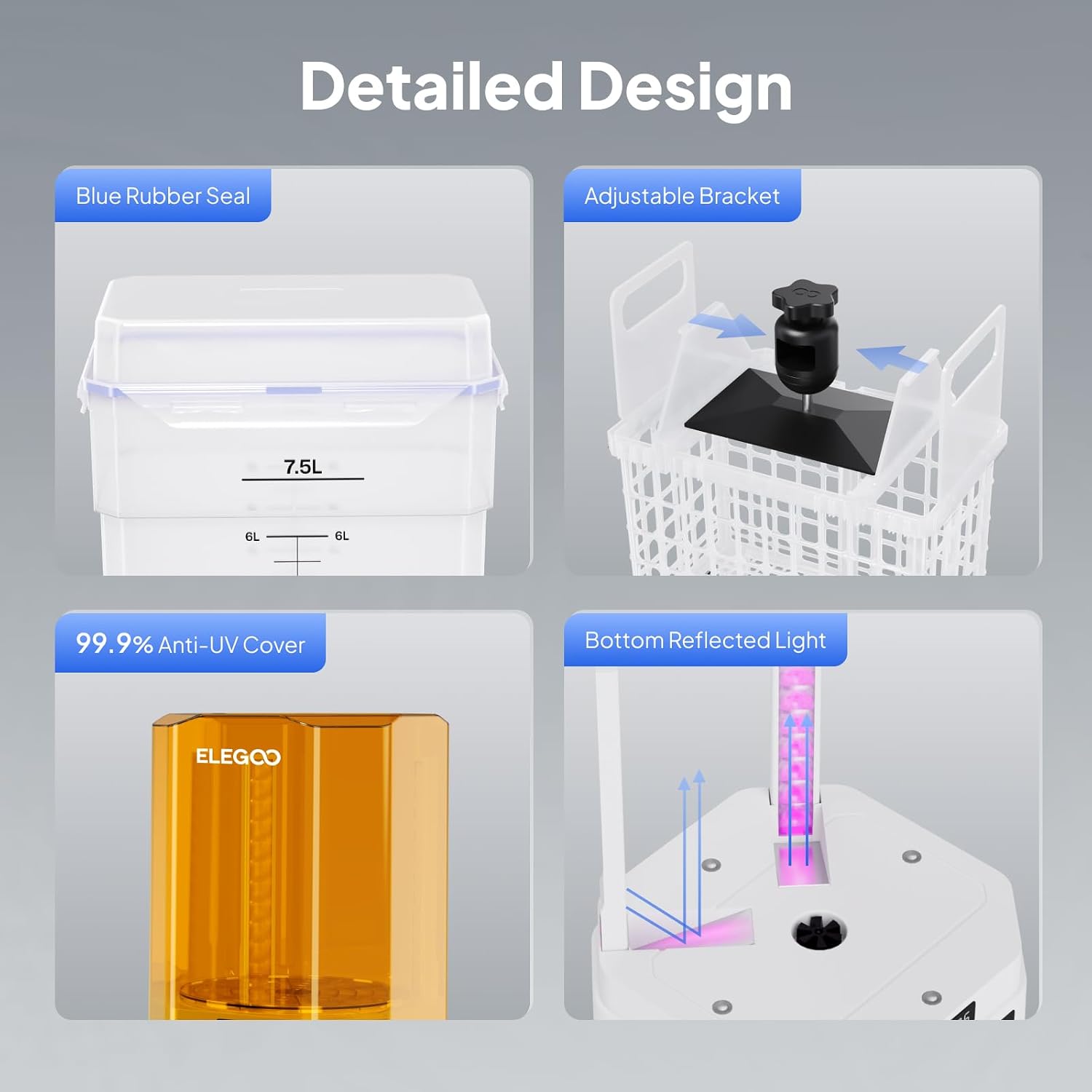 ELEGOO Mercury Plus 3.0 Wash and Cure Station, UV Curing Resin, Large Capacity of 7.5L for MSLA SLA DLP 3D Printer Saturn Mars