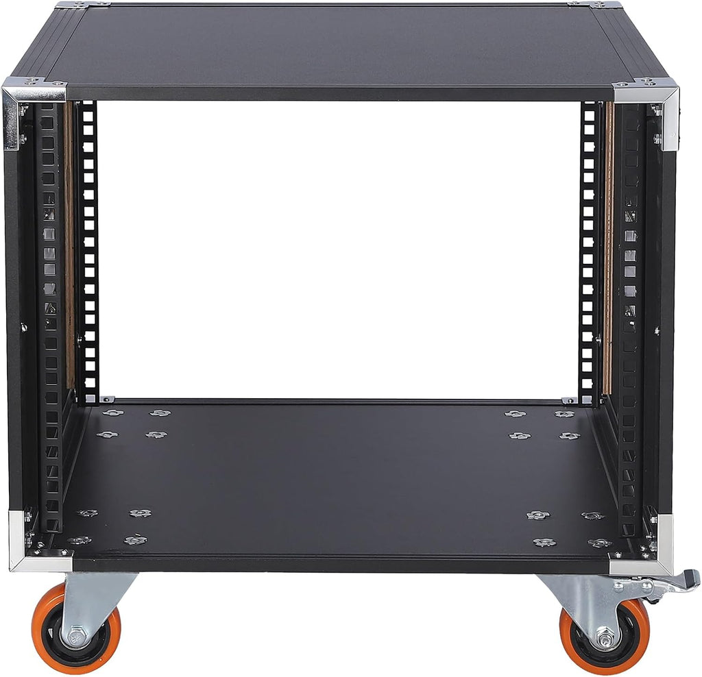 Movable AV Gear Rack 8U 19in Mobile Floor Standing Network Device Storage Cabinet Stand - Audio Stereo Studio DJ Equipment Rack Server IT Data Devices Storage Cabinet Enclosure with Castors