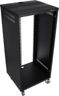 Rockville RR22U 22U Live Sound/Recording Studio Rack Case, 440lb Load, Front & Rear Rack Rails, Reversible Threaded/Square Hole Rails, 3 Locking Caster Wheels, Steel Construction