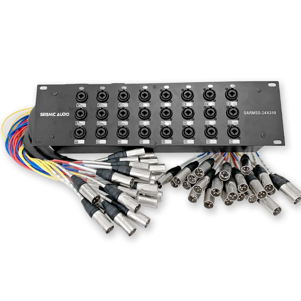 Seismic Audio SARMSS-24x310-24 Channel XLR TRS Combo Splitter Snake Cable - 3' and 10' XLR Trunks