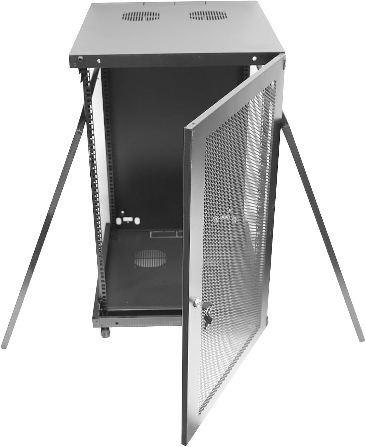 18U Server Cabinet Wall Mount Rack Enclosure with Caster Wheels 2 Server Fans Locking Grid Gate Removable Side Panels 19' Network Cabinet 15-18.5' Installation Depth Heavy-Duty Frame (37INCH, 18U)