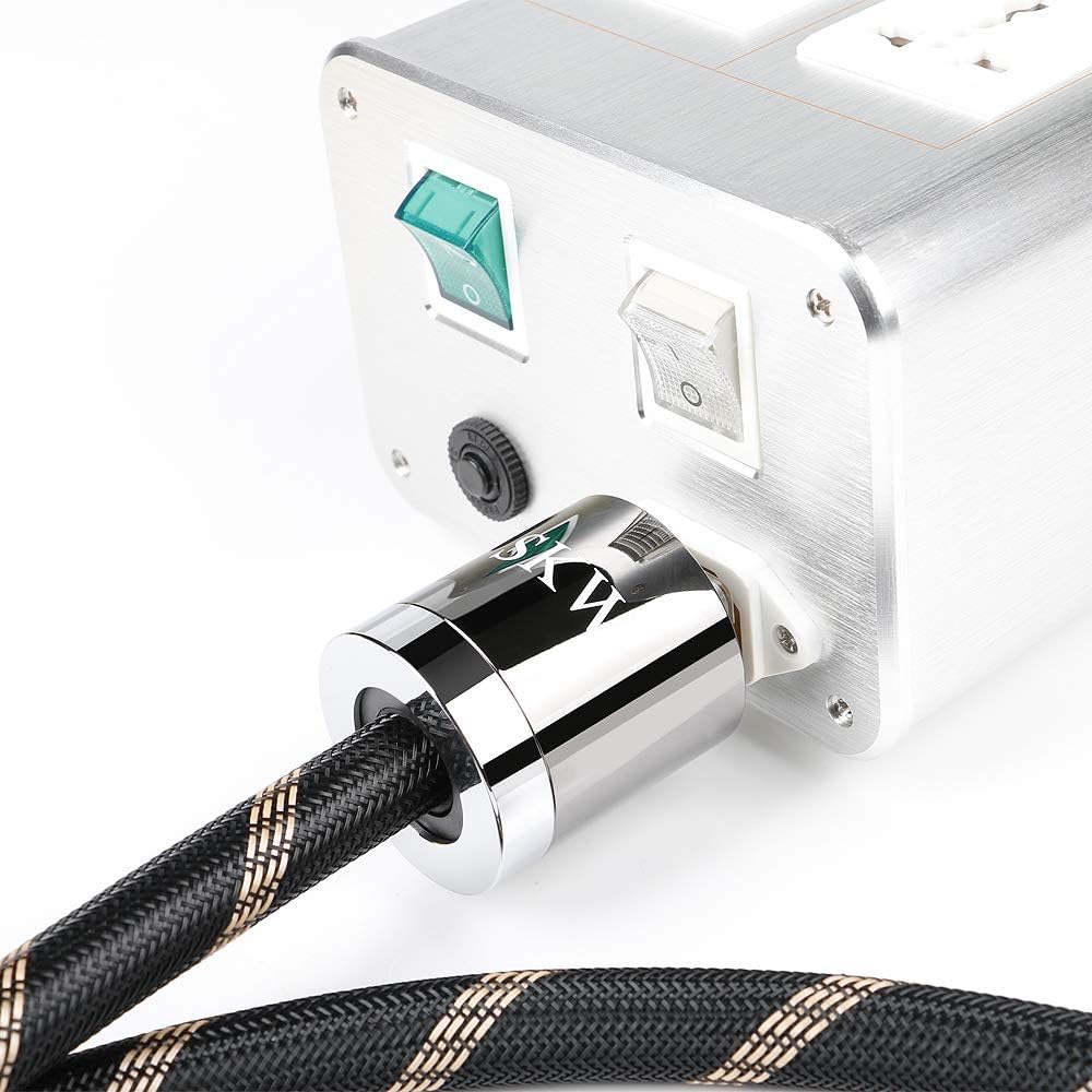 SKW Upgrade C15 Audiophile Ultra-high Purity Copper Power Cord, Male to Female Power Cable, US Plug for Subwoofer, Amplifier, DV/AV 6.5ft/2M
