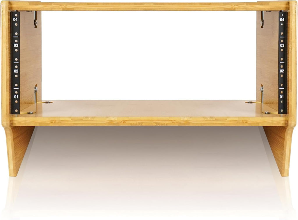 Sound Town DIY 4U Angled Desktop Turret Studio Rack, Solid Carbonized Bamboo, Assembly Required (STBR-4SL)