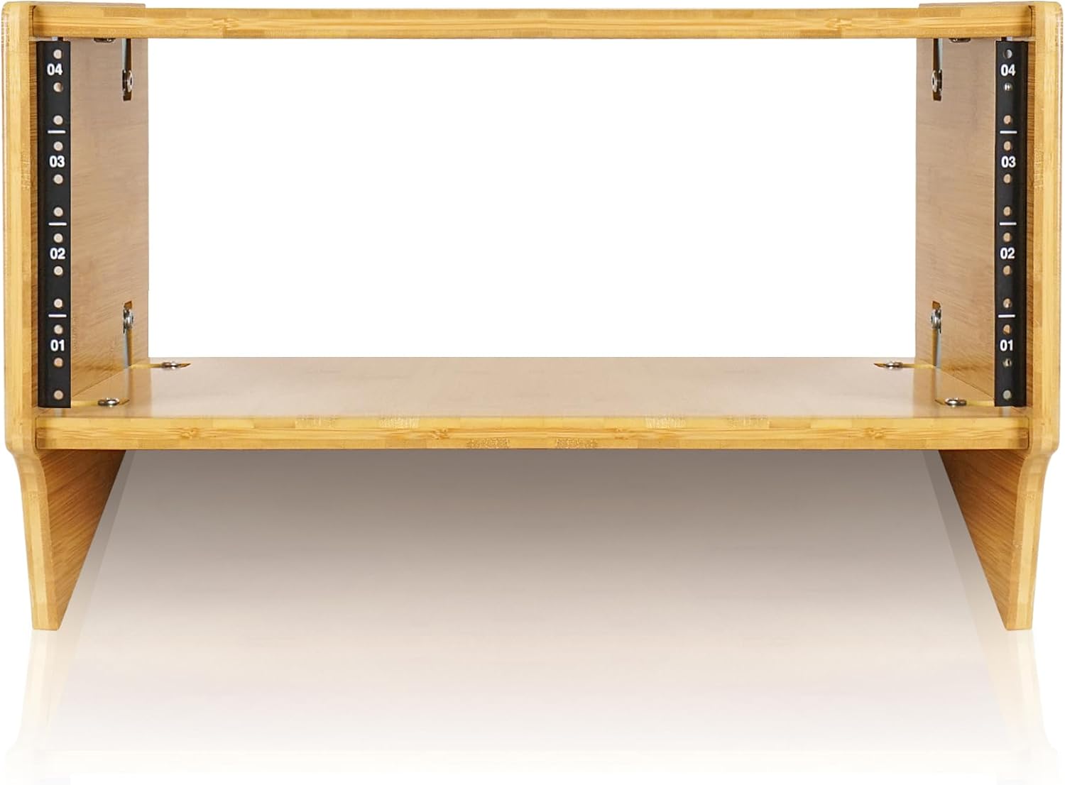 Sound Town DIY 4U Angled Desktop Turret Studio Rack, Solid Carbonized Bamboo, Assembly Required (STBR-4SL)